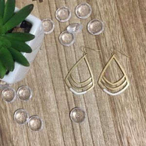 Gold Tone Fabric Wrapped Tear Drop Earrings